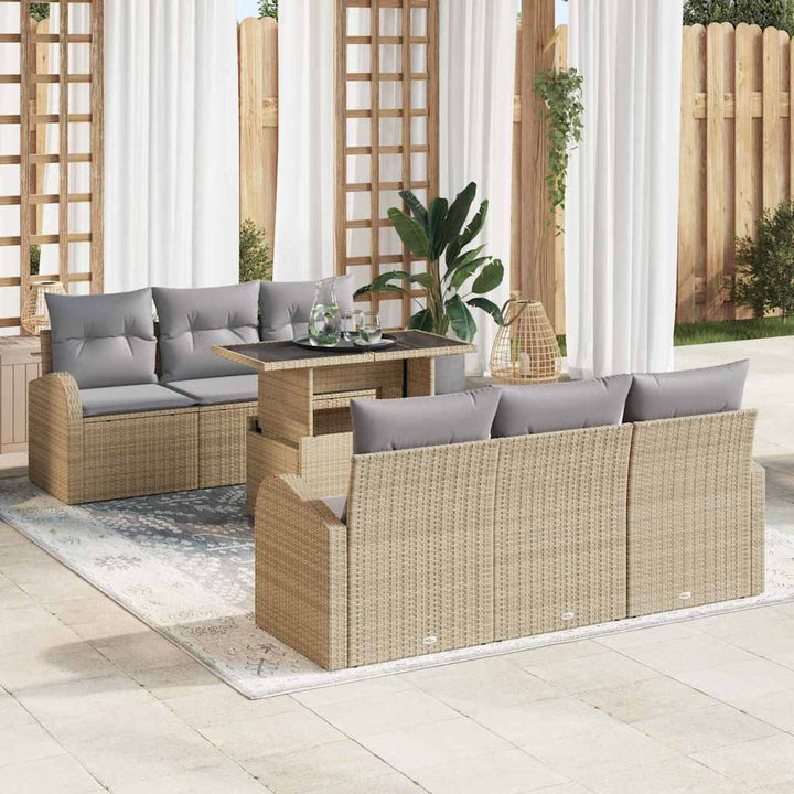 Trädgårdsoffset 7 St Brun Poly Rattan