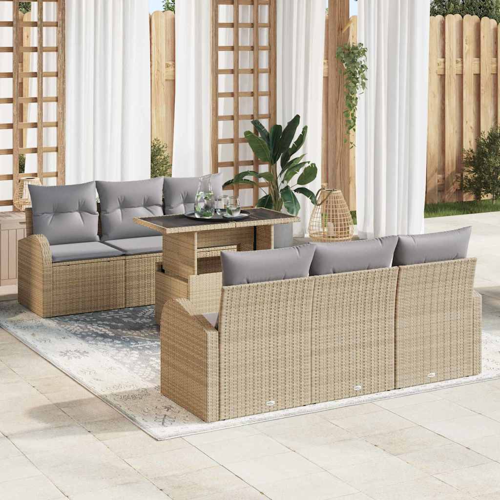 Trädgårdsoffset 7 St Brun Poly Rattan