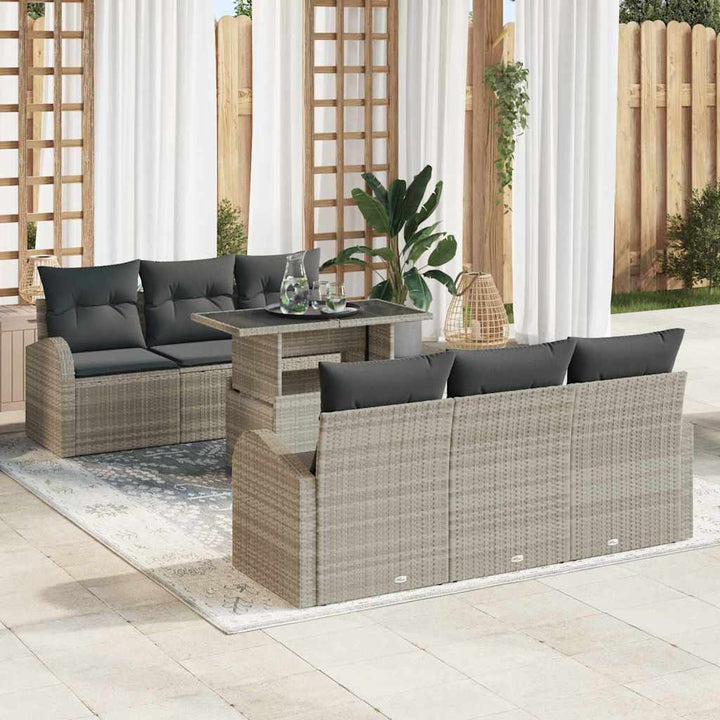 Trädgårdsoffset 7 St Brun Poly Rattan