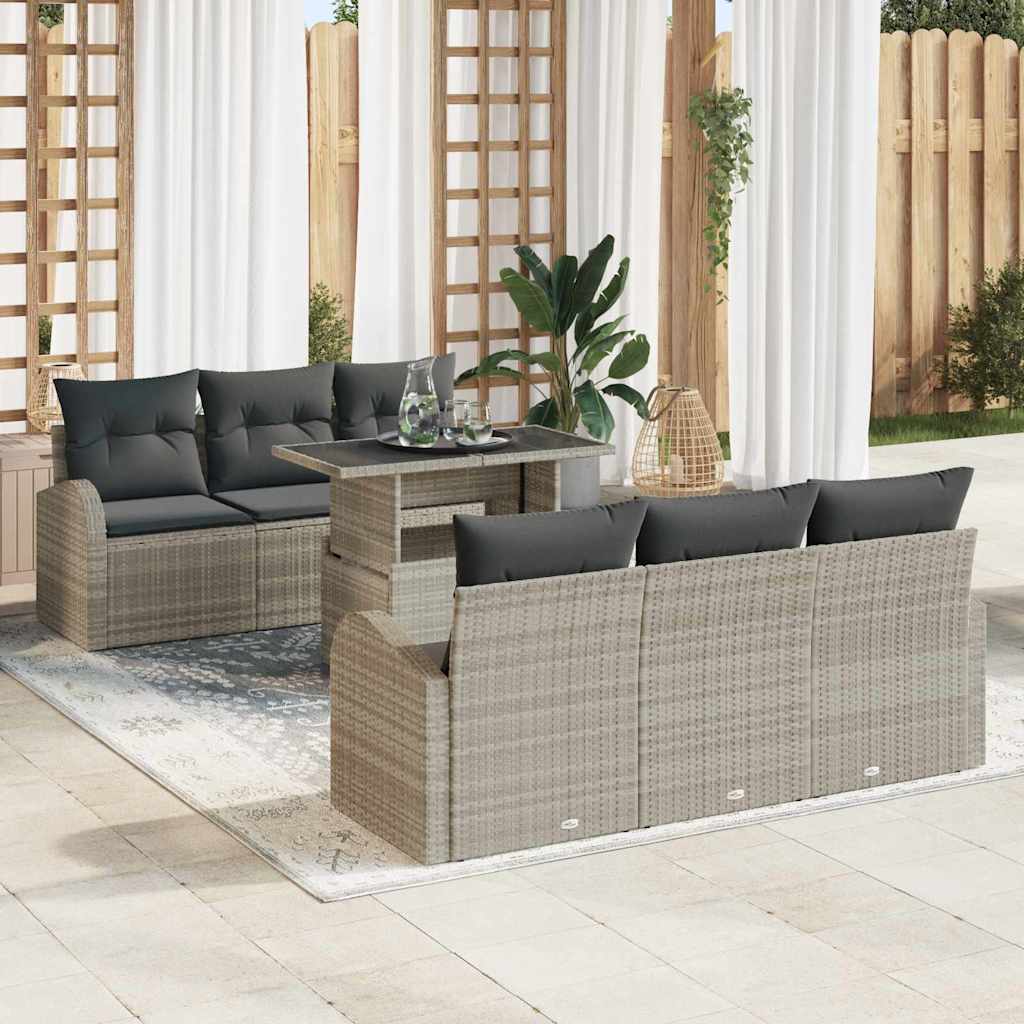 Trädgårdsoffset 7 St Brun Poly Rattan
