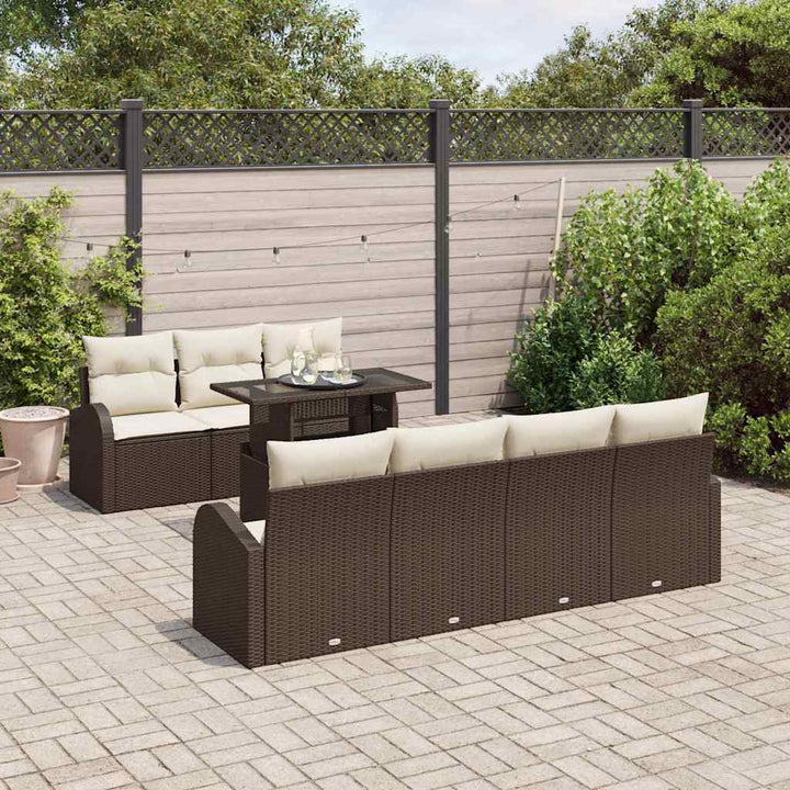Trädgårdsoffset 8 St Brun Poly Rattan