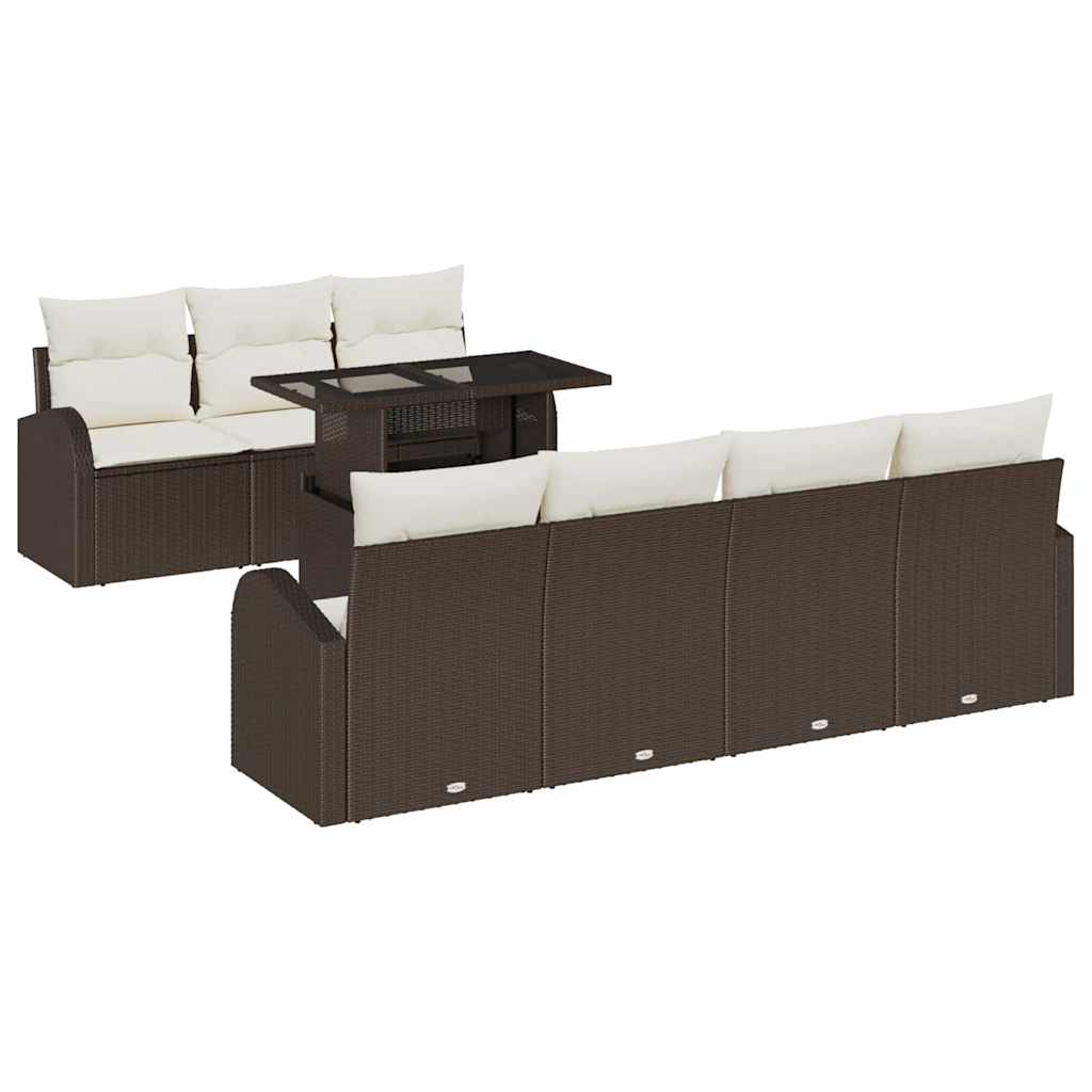 Trädgårdsoffset 8 St Brun Poly Rattan