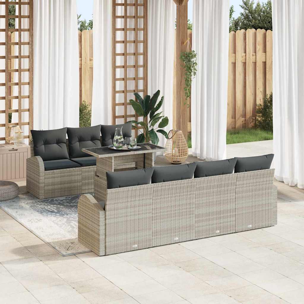 Trädgårdsoffset 8 St Brun Poly Rattan