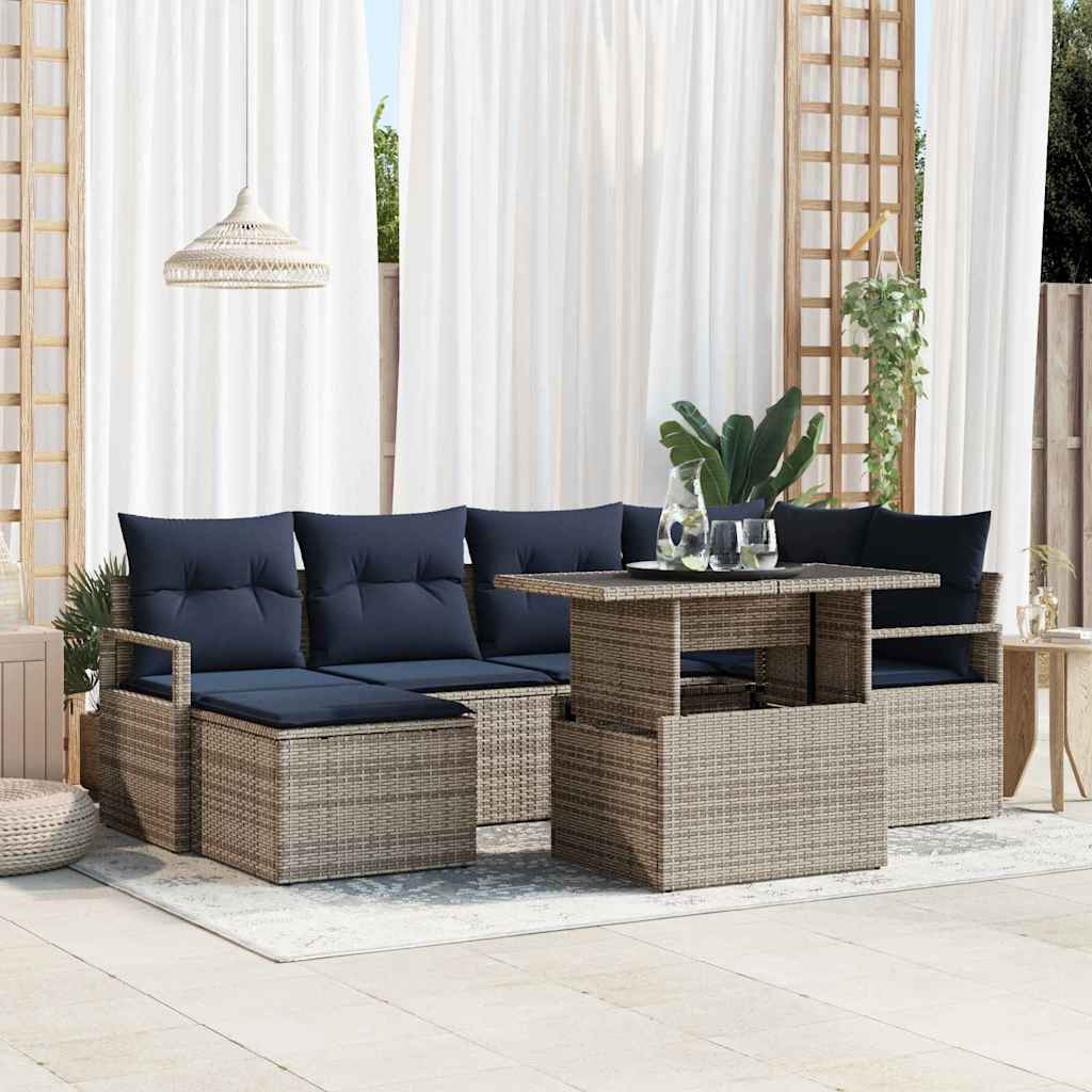 Trädgårdsoffset 7 St Och Röd Poly Rattan