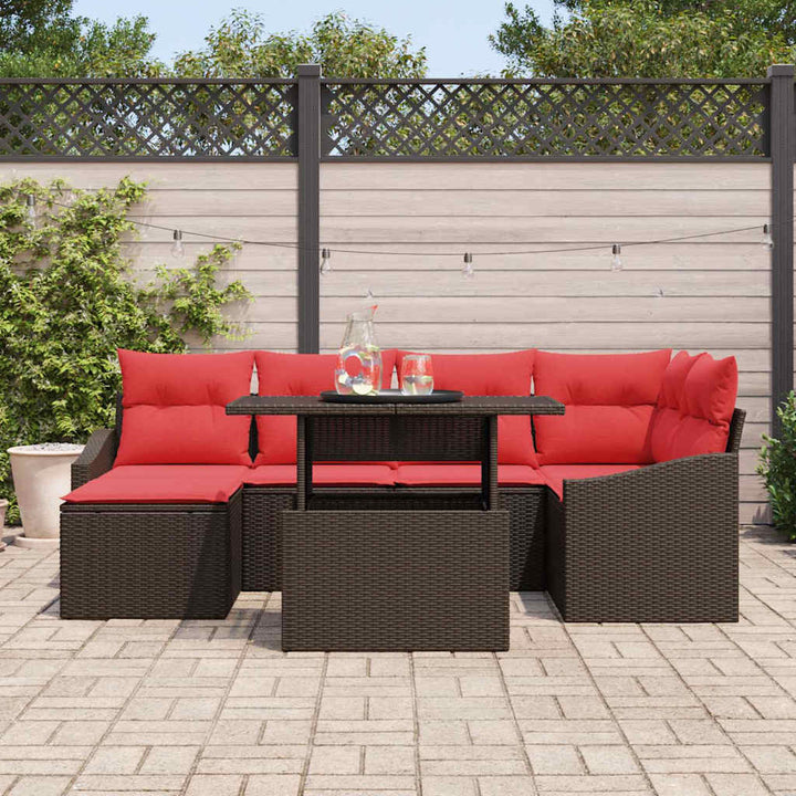 Soffset 7 St Och Röd Poly Rattan