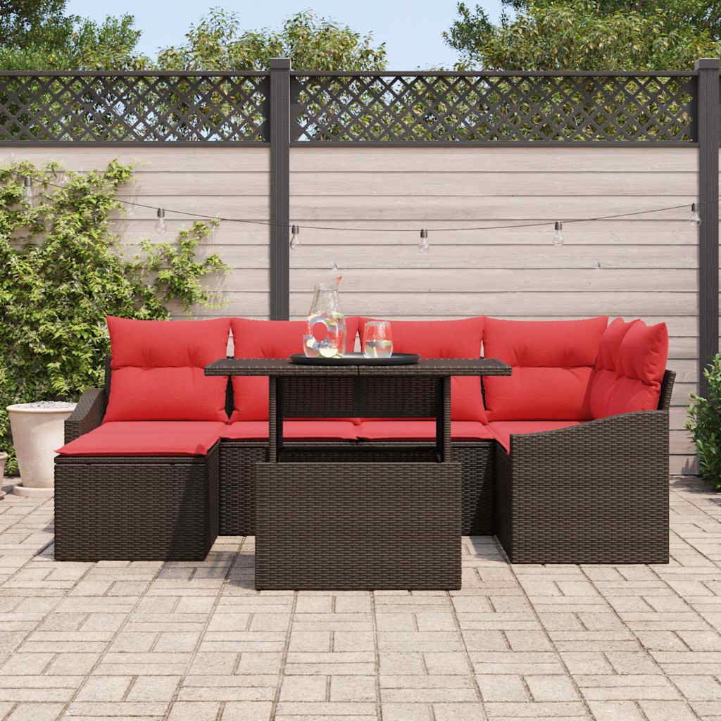Soffset 7 St Och Röd Poly Rattan