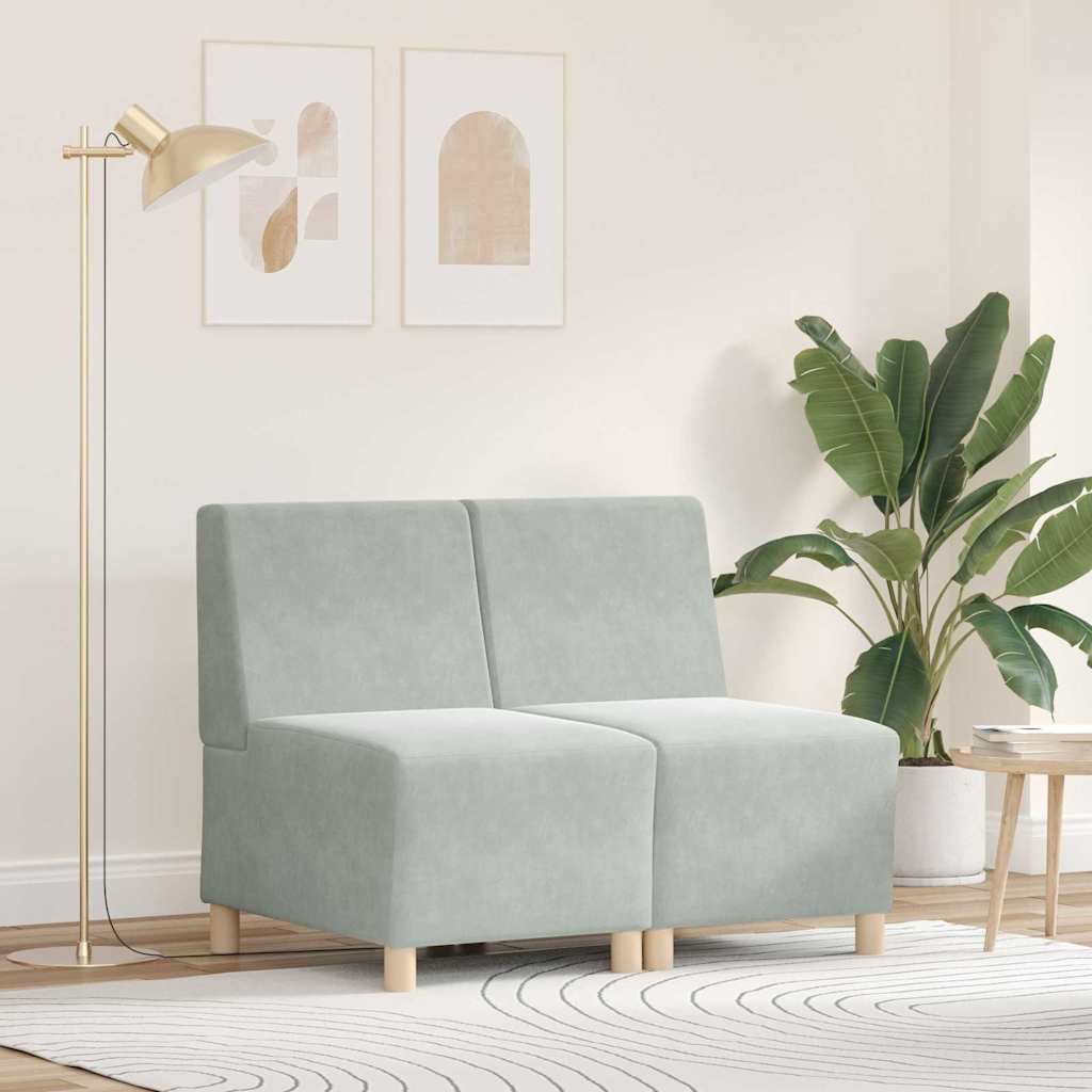 Modulsofa Utan Armstöd 2 Pcs Ljusgrå 55 X 74 X 82 Cm Sammet