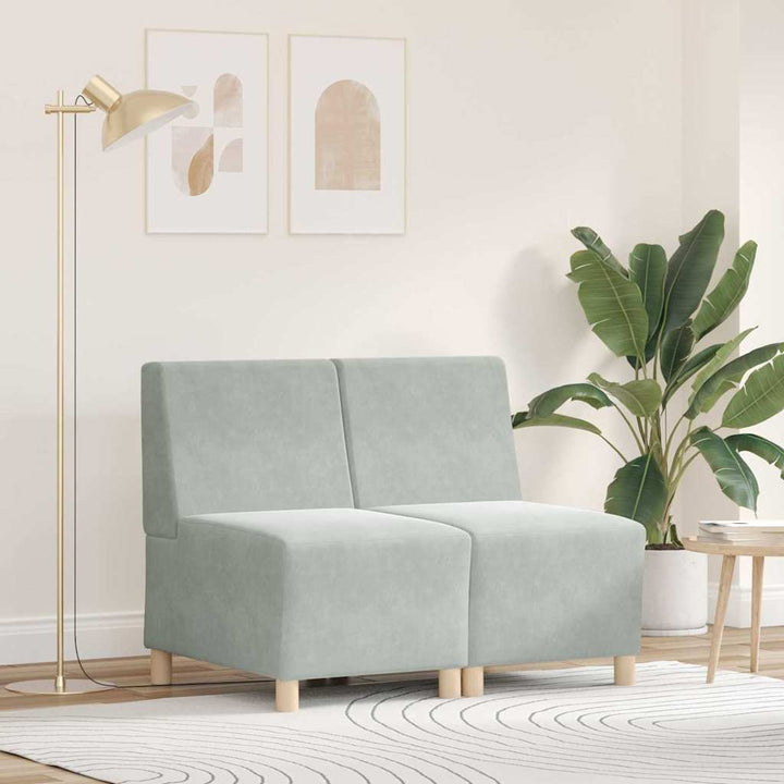 Modulsofa Utan Armstöd 2 Pcs Ljusgrå 55 X 74 X 82 Cm Sammet