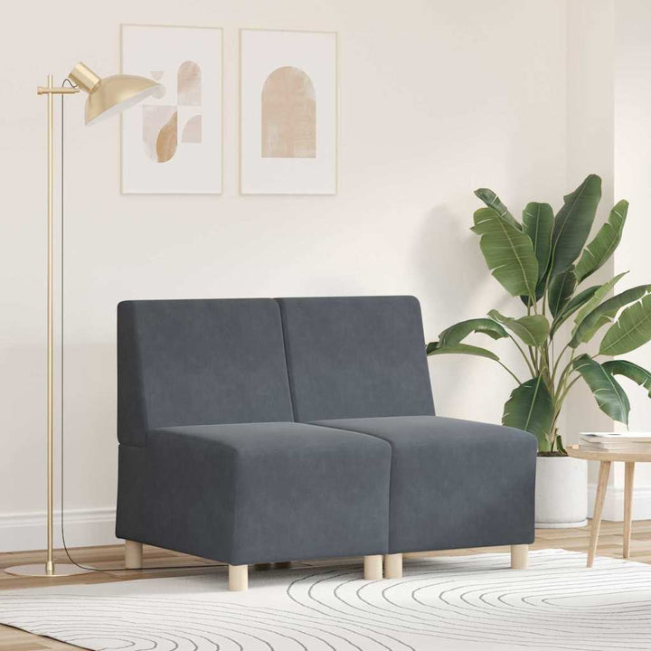 Modulsofa Utan Armstöd 2 Pcs Mörkgrå 55 X 74 X 82 Cm Sammet