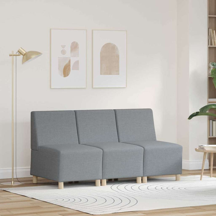 Modulsofa Utan Armstöd 3 Pcs Ljusgrå 55 X 74 X 82 Cm Tyg