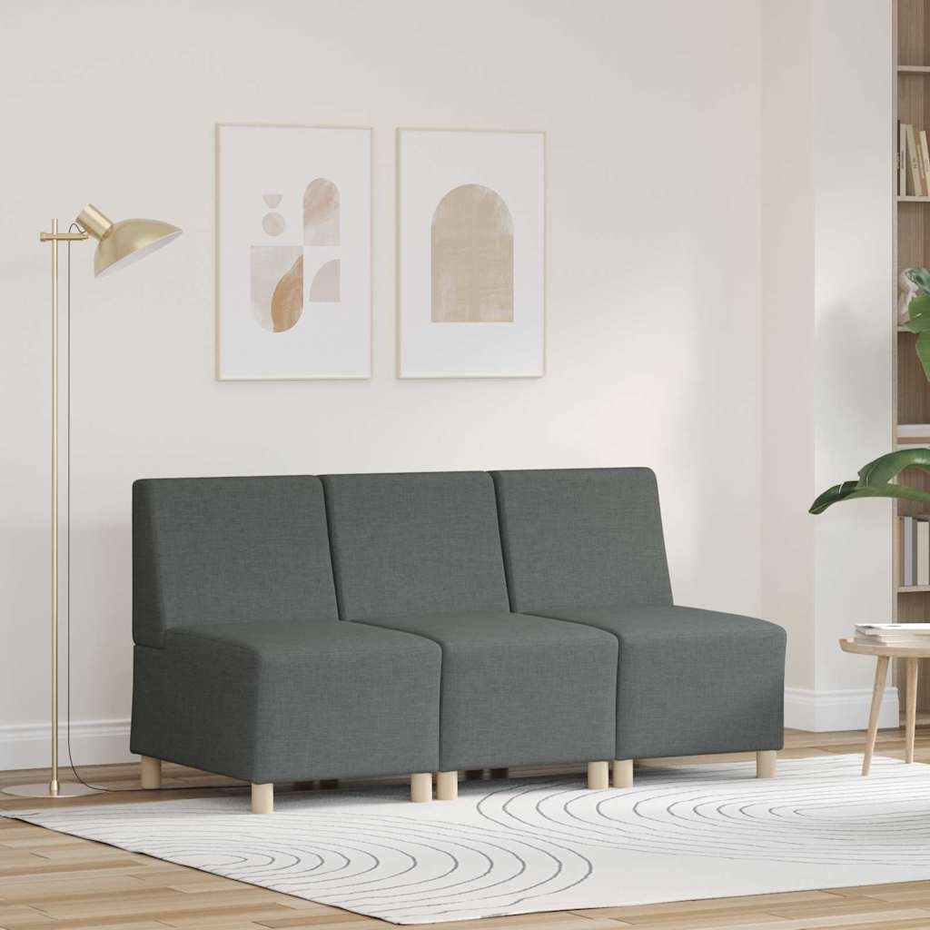 Modulsofa Utan Armstöd 3 Pcs Mörkgrå 55 X 74 X 82 Cm Tyg