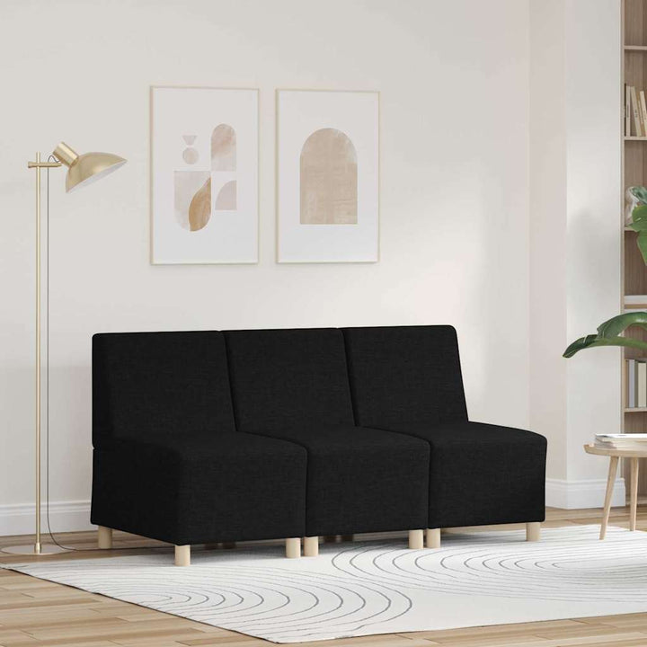 Modulsofa Utan Armstöd 3 Pcs Svart 55 X 74 X 82 Cm Tyg