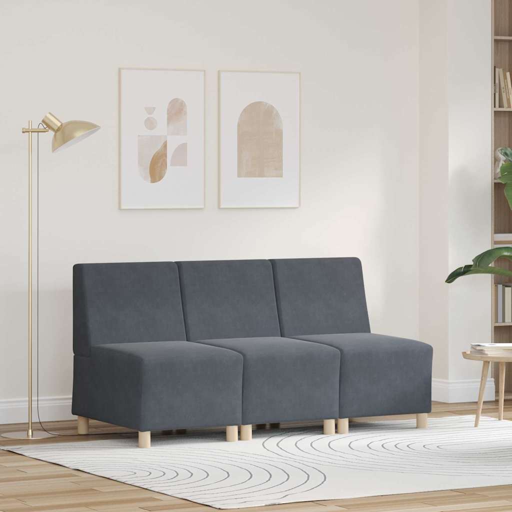Modulsofa Utan Armstöd 3 Pcs Mörkgrå 55 X 74 X 82 Cm Sammet
