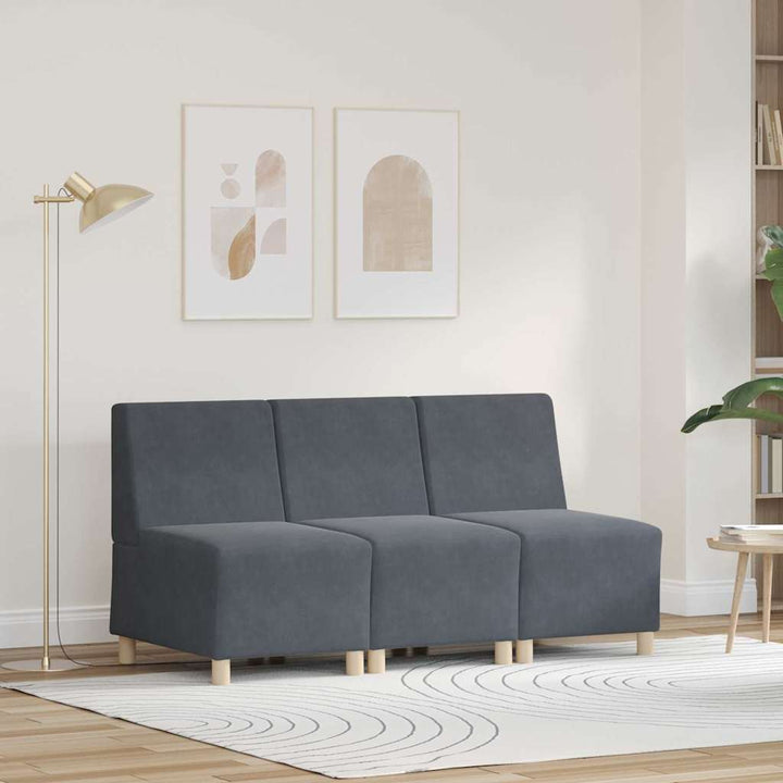 Modulsofa Utan Armstöd 3 Pcs Mörkgrå 55 X 74 X 82 Cm Sammet