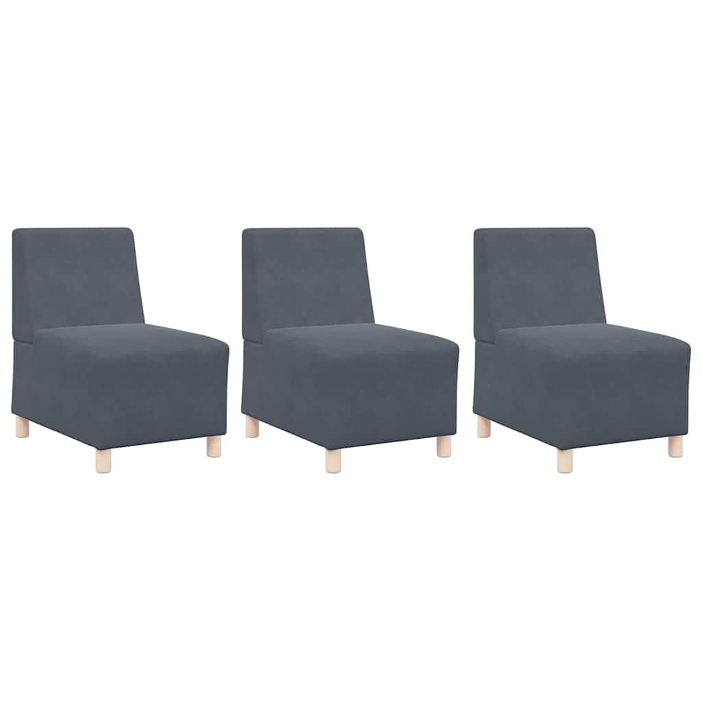 Modulsofa Utan Armstöd 3 Pcs Mörkgrå 55 X 74 X 82 Cm Sammet