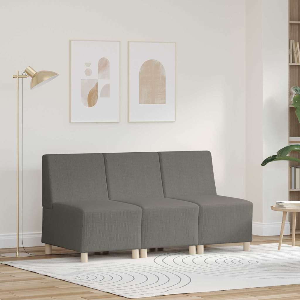 Modulsofa Utan Armstöd 3 Pcs Ljusgrå 55 X 74 X 82 Cm