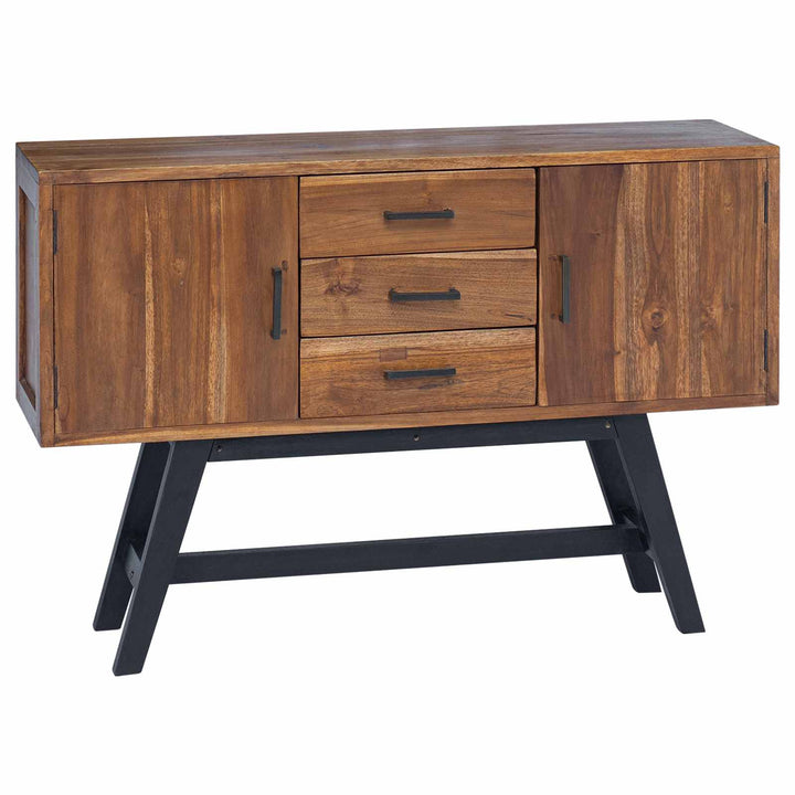 Tv-Bänk Med Låda Naturfärg 110 X 30 X 75 Cm Massivt Teakträ