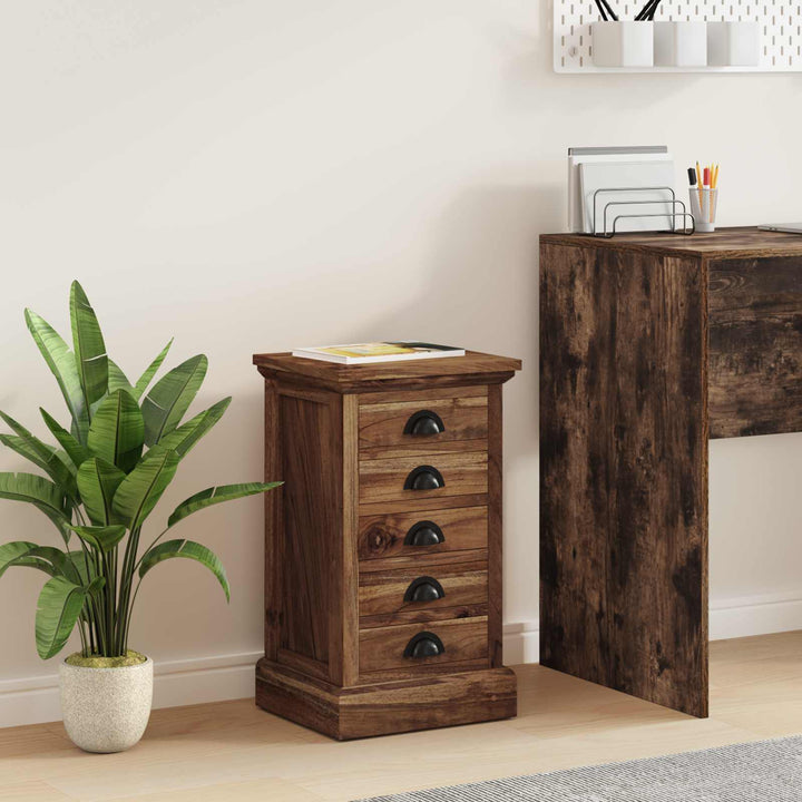 Kommode Med Låda Naturfärg 35 X 30 X 60 Cm Massivt Teakträ