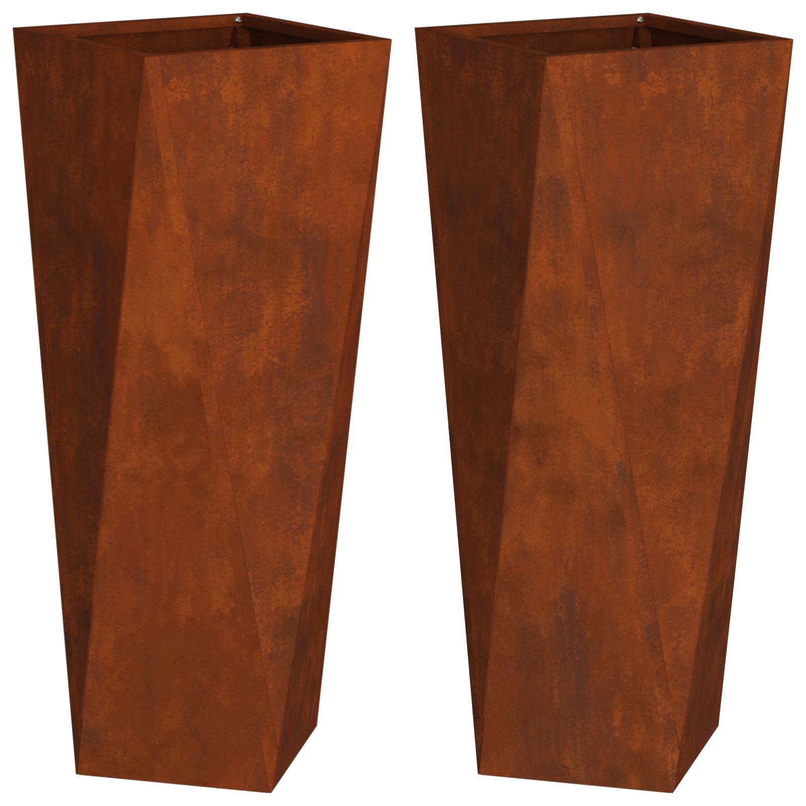 Planteringskärl 2 Pcs Rostig 30 X 30 X 75 Cm