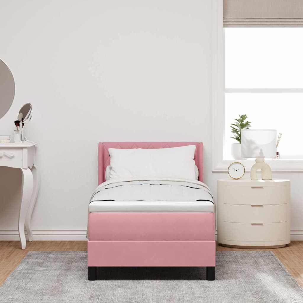 Bäddfjäder Med Huvudgavel Rosa 200 X 80 Cm Sammet