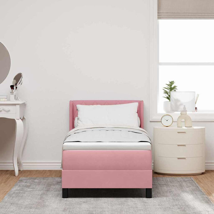 Bäddfjäder Med Huvudgavel Rosa 200 X 80 Cm Sammet