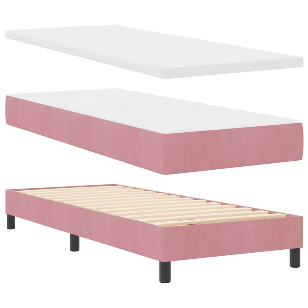 Bäddfjäder Med Huvudgavel Rosa 200 X 80 Cm Sammet