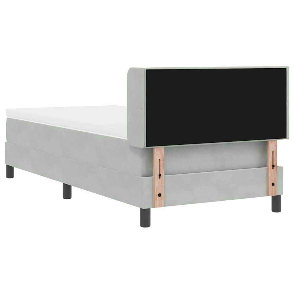 Bäddfjäder Med Huvudgavel Ljusgrå 200 X 90 Cm Sammet