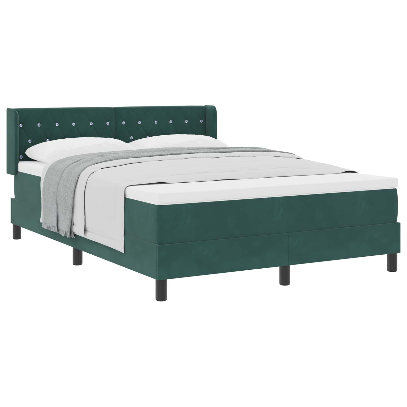 Bäddfjäder Med Huvudgavel Mörkgrön 200 X 140 Cm Sammet