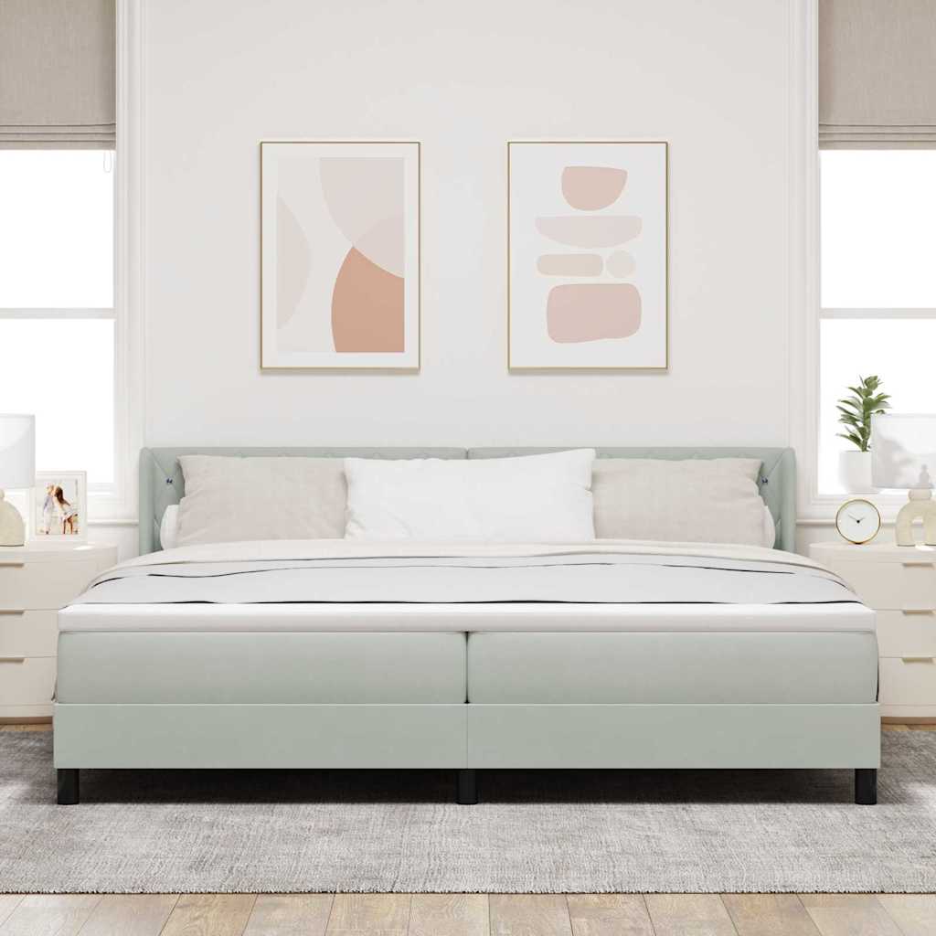 Bäddfjäder Med Huvudgavel Ljusgrå 200 X 200 Cm Sammet