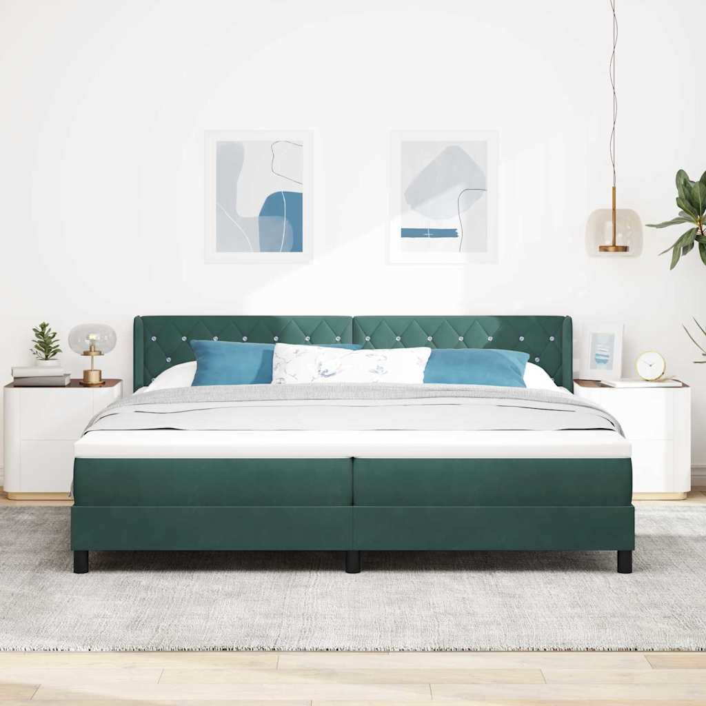 Bäddfjäder Med Huvudgavel Mörkgrön 200 X 200 Cm Sammet