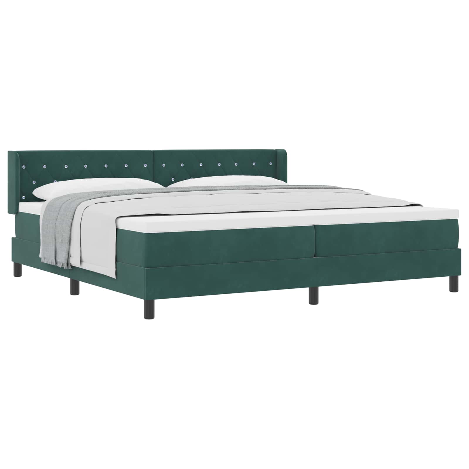 Bäddfjäder Med Huvudgavel Mörkgrön 200 X 200 Cm Sammet