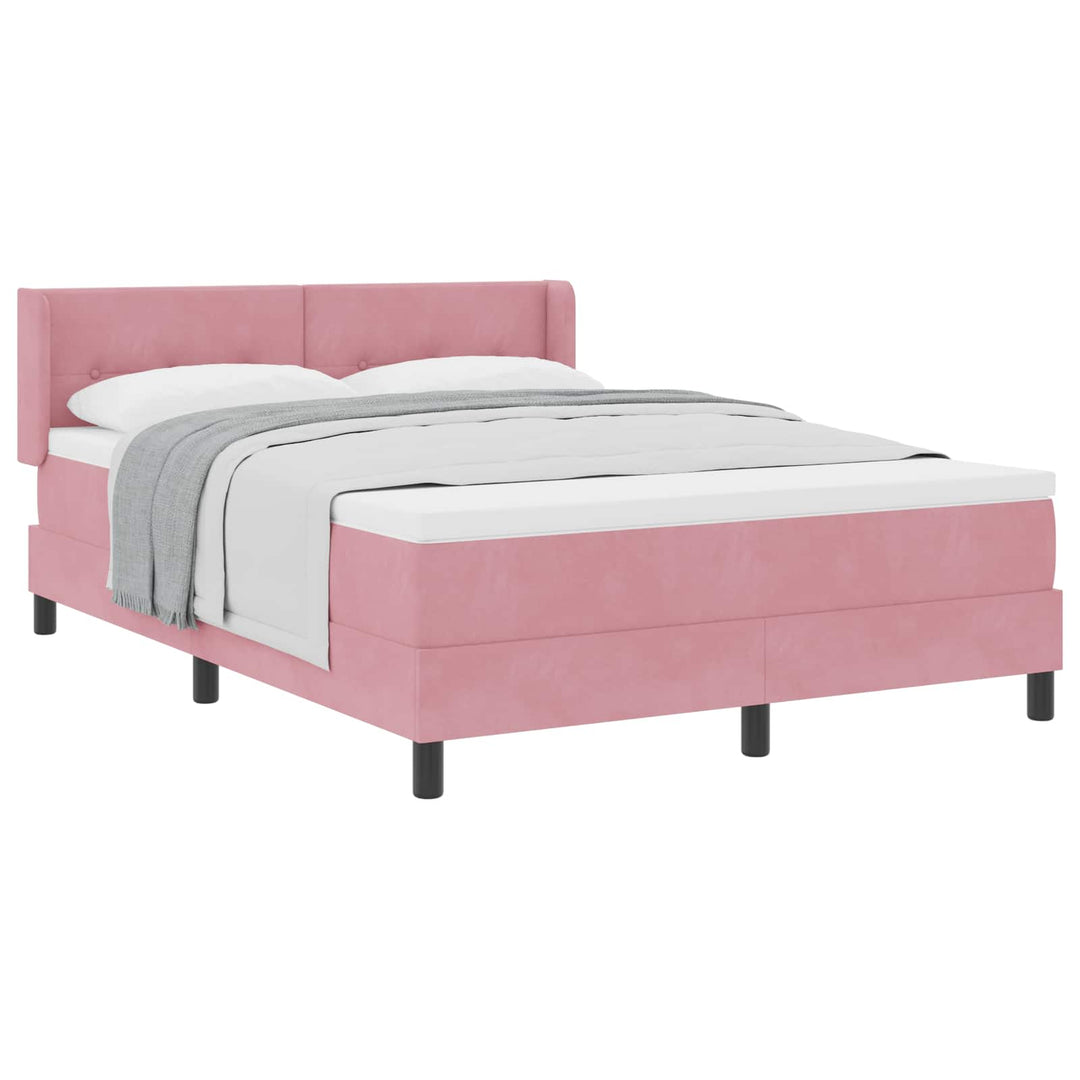 Bäddfjäder Med Huvudgavel Rosa 190 X 140 Cm Sammet