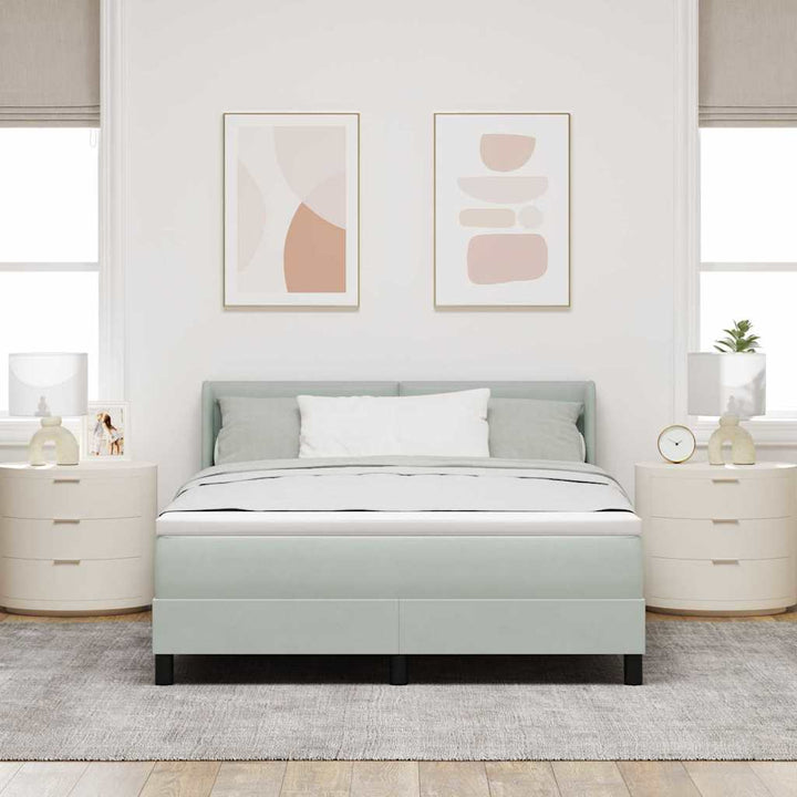 Bäddfjäder Med Huvudgavel Ljusgrå 200 X 140 Cm Sammet