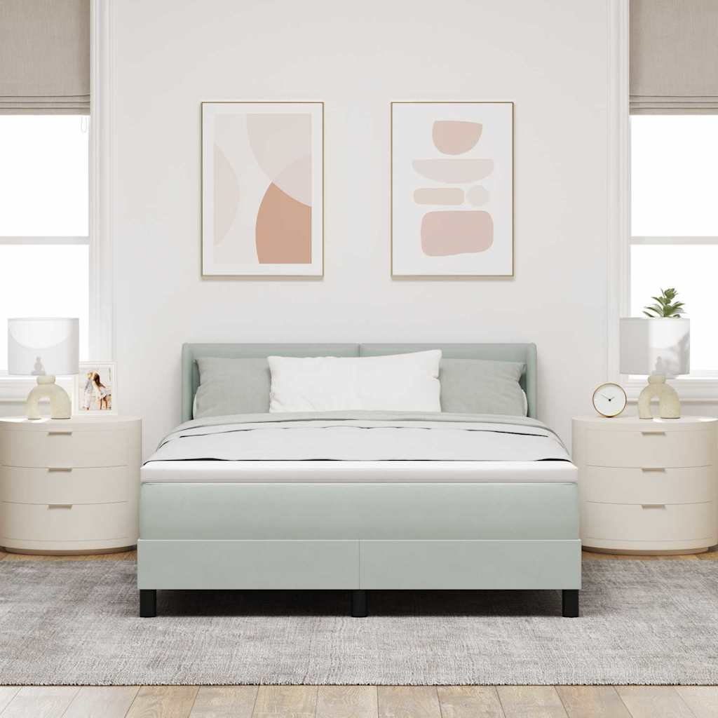 Bäddfjäder Med Huvudgavel Ljusgrå 200 X 140 Cm Sammet