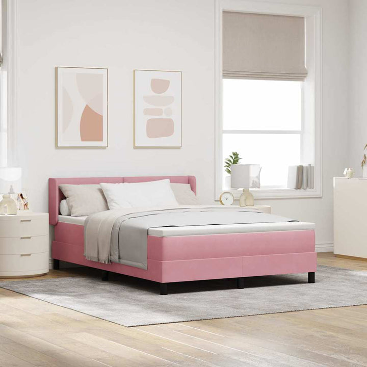 Bäddfjäder Med Huvudgavel Rosa 200 X 140 Cm Sammet