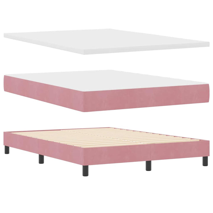 Bäddfjäder Med Huvudgavel Rosa 200 X 140 Cm Sammet