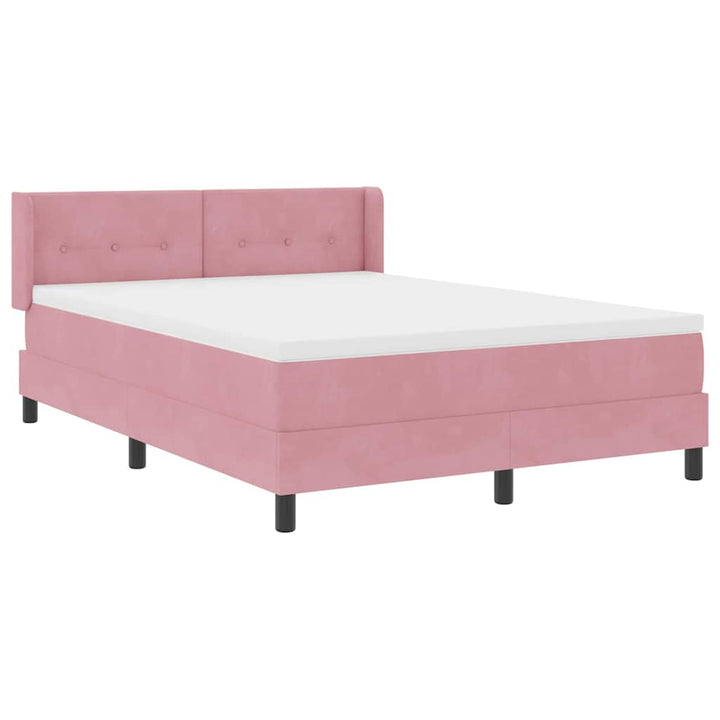 Bäddfjäder Med Huvudgavel Rosa 200 X 140 Cm Sammet