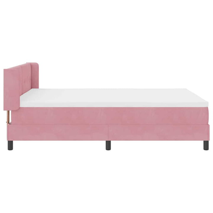 Bäddfjäder Med Huvudgavel Rosa 200 X 140 Cm Sammet