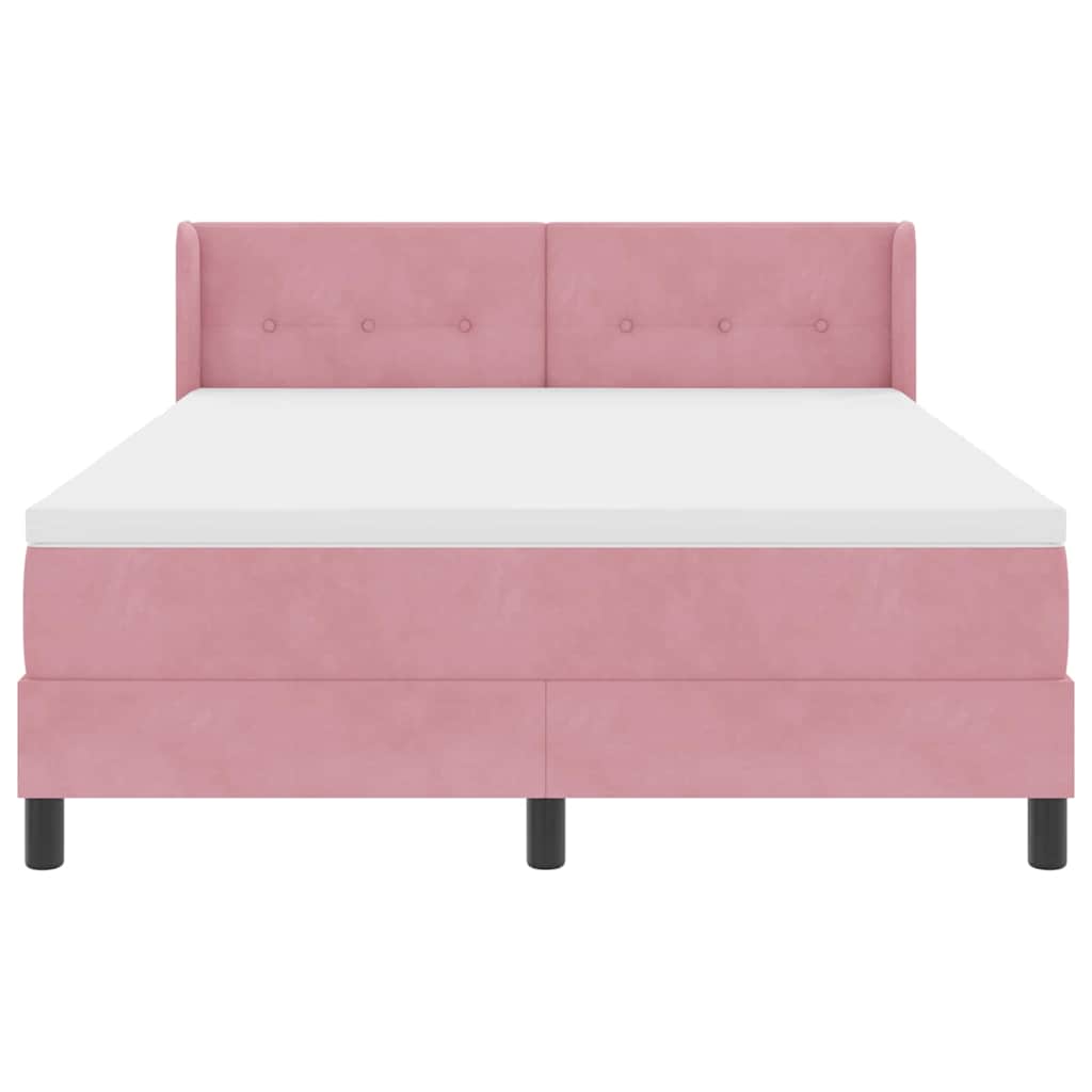 Bäddfjäder Med Huvudgavel Rosa 200 X 160 Cm Sammet