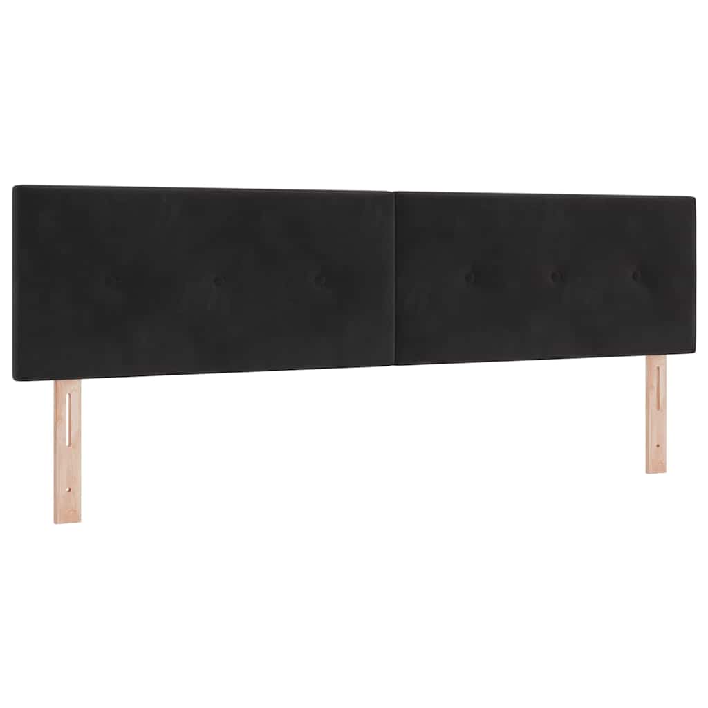 Bäddfjäder Med Huvudgavel Svart 200 X 180 Cm Sammet