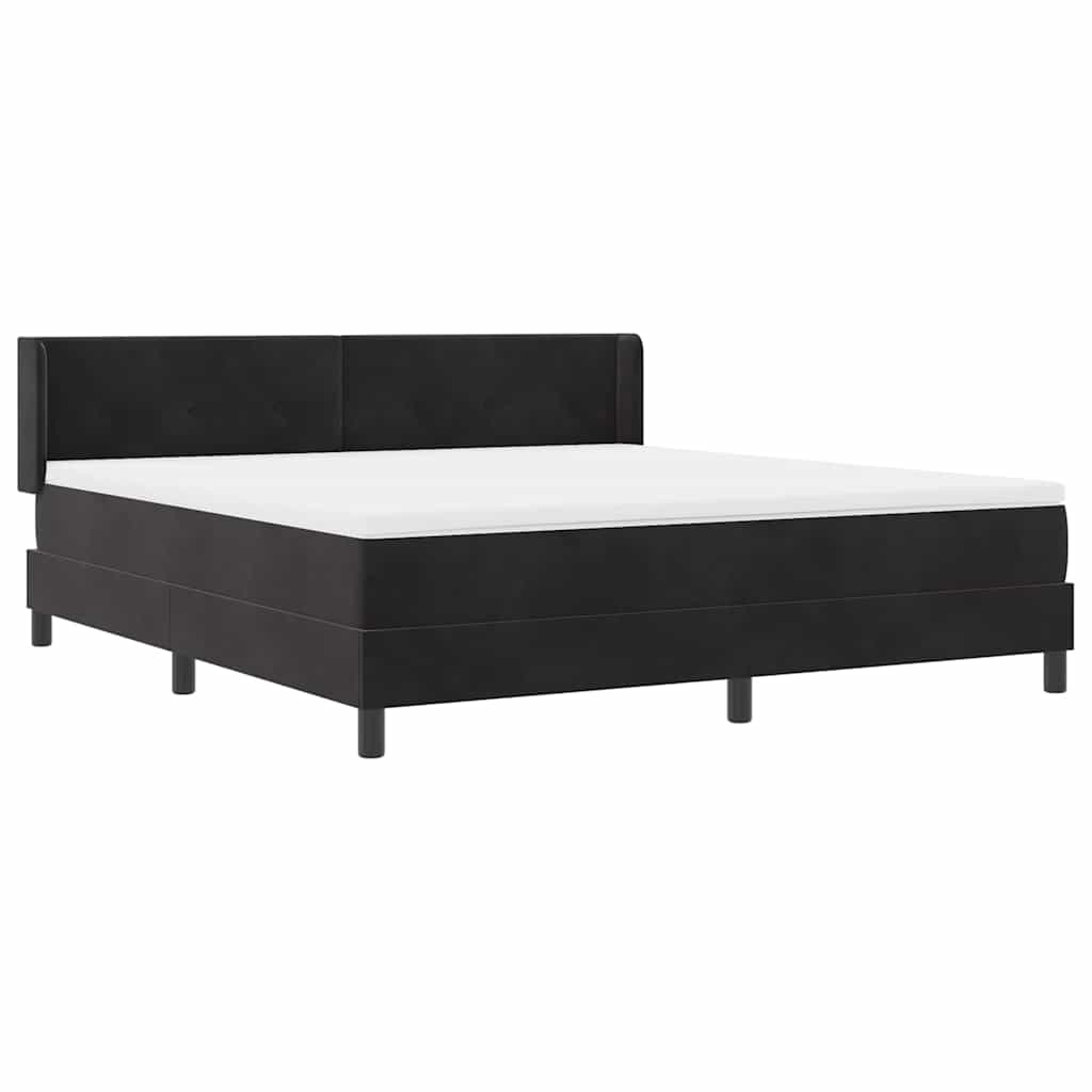 Bäddfjäder Med Huvudgavel Svart 200 X 180 Cm Sammet