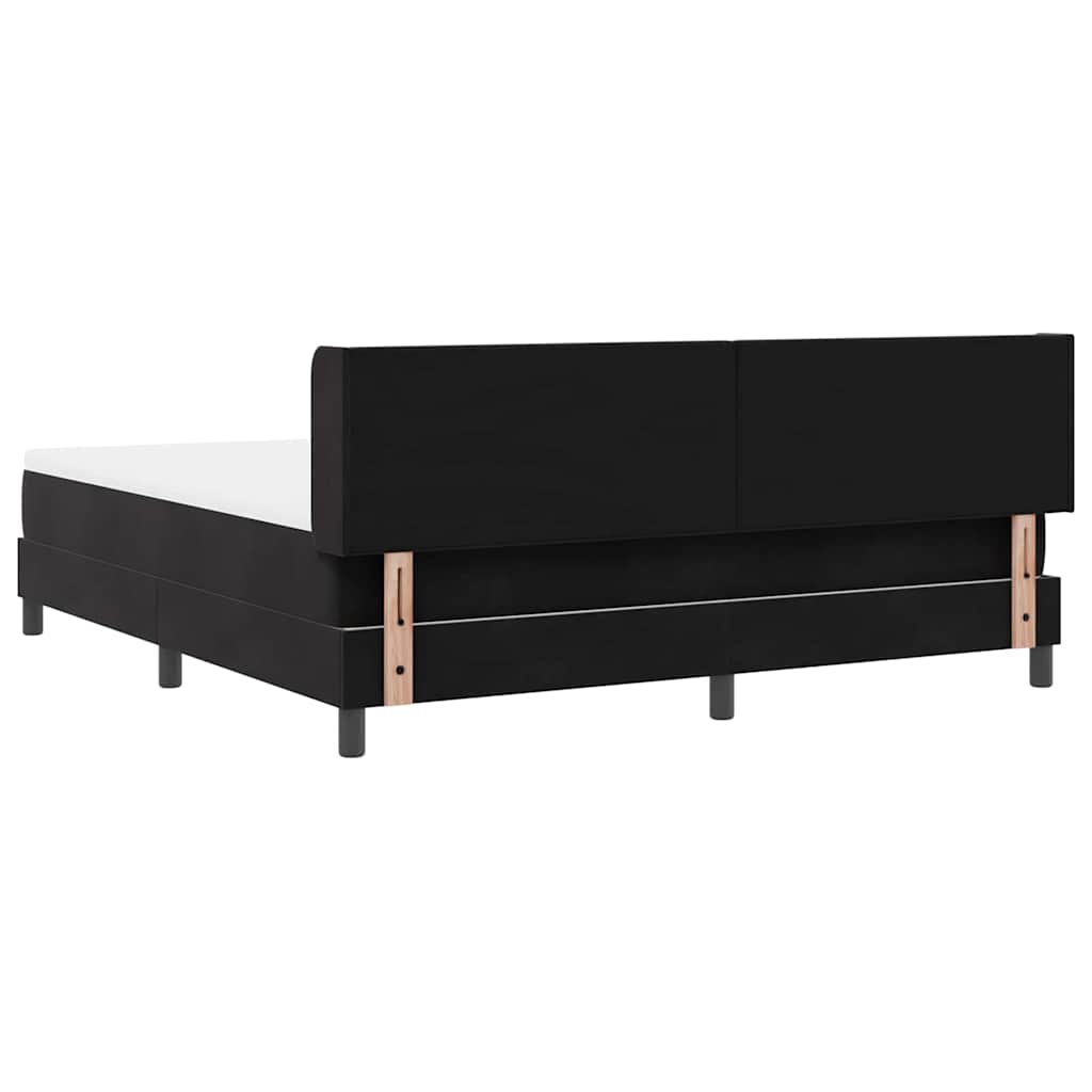 Bäddfjäder Med Huvudgavel Svart 200 X 180 Cm Sammet