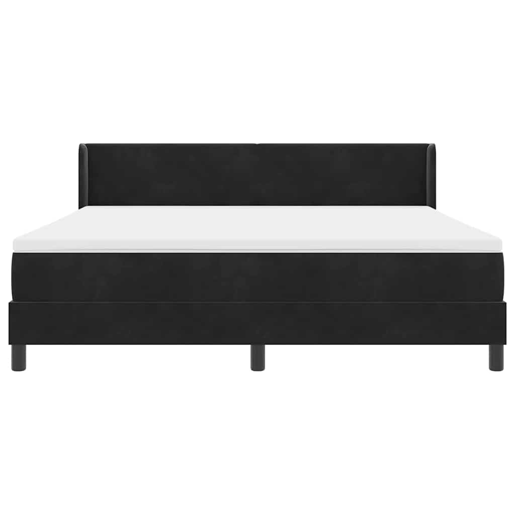 Bäddfjäder Med Huvudgavel Svart 200 X 180 Cm Sammet