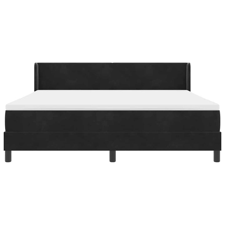 Bäddfjäder Med Huvudgavel Svart 200 X 180 Cm Sammet