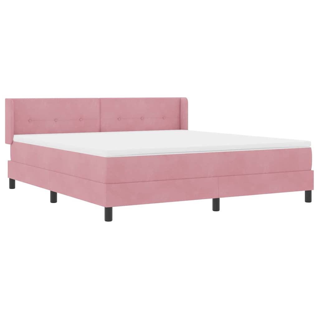 Bäddfjäder Med Huvudgavel Rosa 200 X 180 Cm Sammet