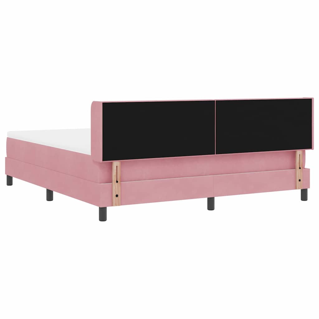 Bäddfjäder Med Huvudgavel Rosa 200 X 180 Cm Sammet