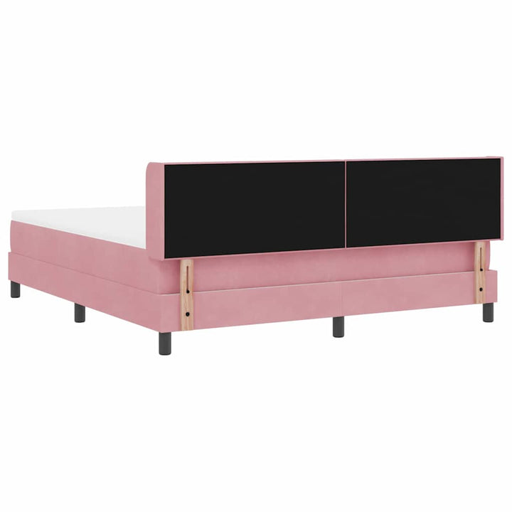 Bäddfjäder Med Huvudgavel Rosa 200 X 180 Cm Sammet