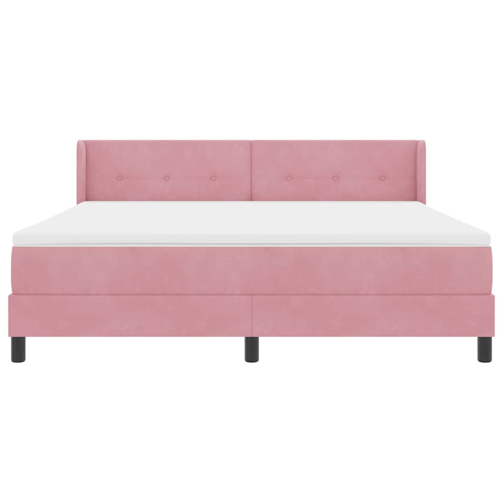 Bäddfjäder Med Huvudgavel Rosa 200 X 180 Cm Sammet