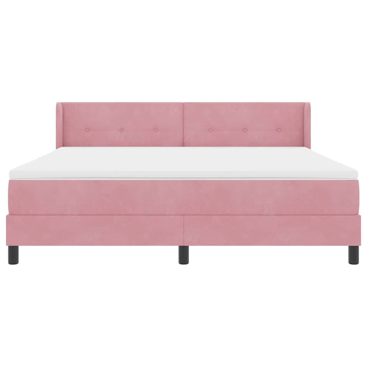 Bäddfjäder Med Huvudgavel Rosa 200 X 180 Cm Sammet