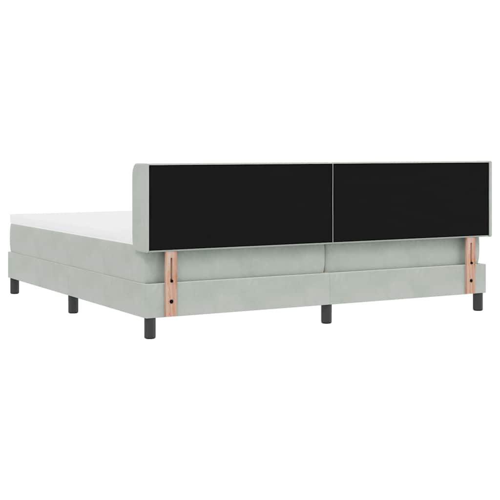 Bäddfjäder Med Huvudgavel Ljusgrå 200 X 200 Cm Sammet